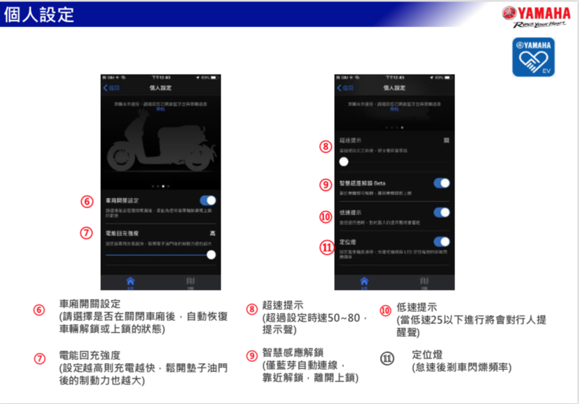 透過YAMAHA LIFE EV專屬App，車主將可調整個人化設定